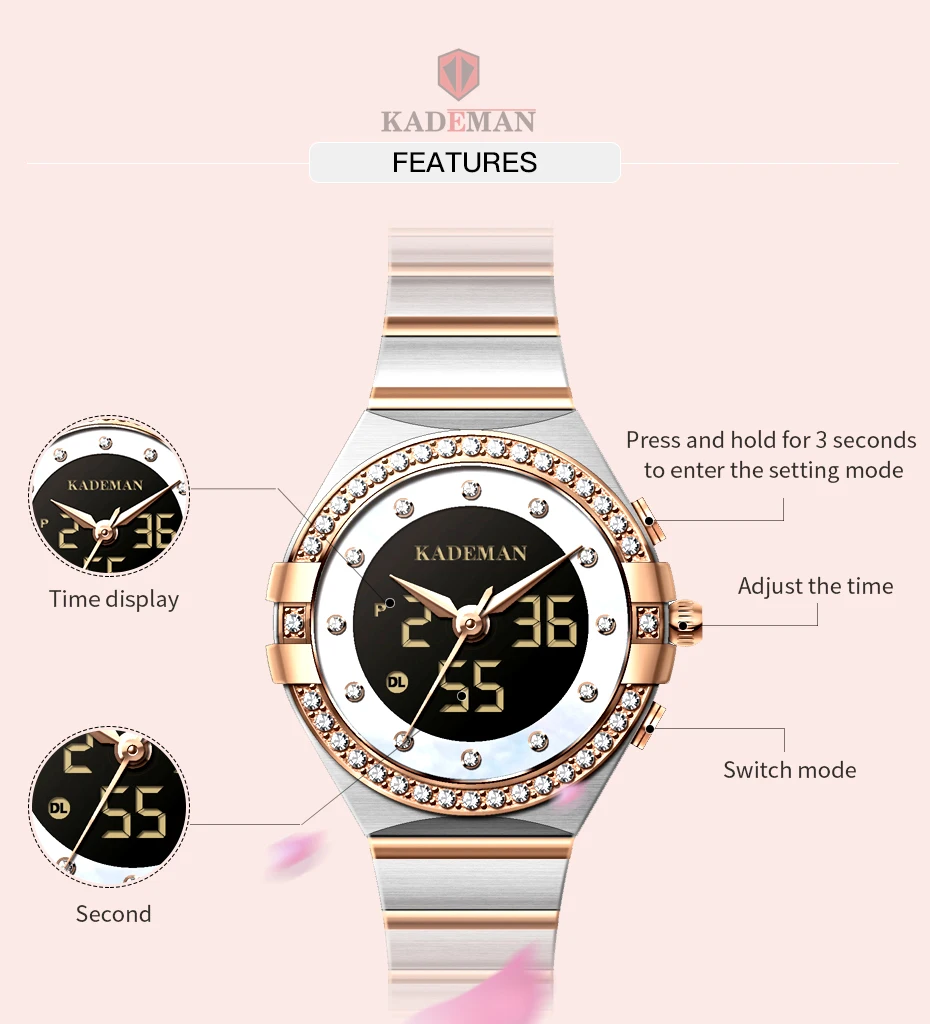 Kademan Новая мода минималистичные женские Стразы браслет часы Montre Femme кварцевые и наручные часы для женщин s
