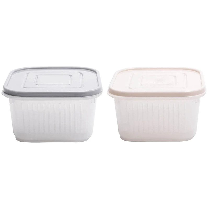 

2Pcs Green Onion Crisper Kitchen Ginger Garlic Storage Box Refrigerator Fruit Portable Square Freshness Preservation Drain Seal