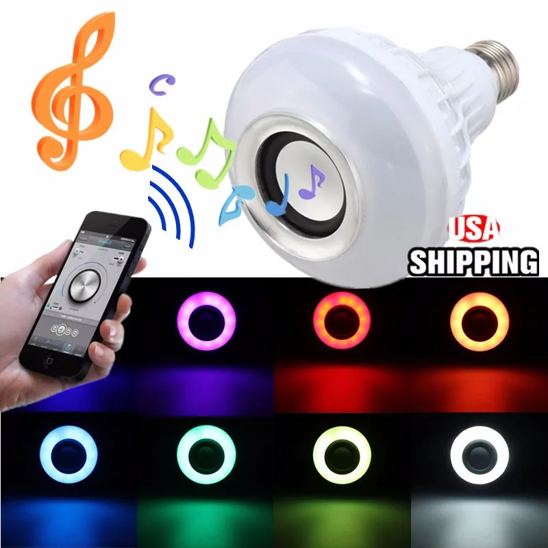 Smuxi LED Bulb Colorful RGB LED Light Bulb 12W Wireless bluetooth Speaker Music Control 16 Colors Lamp Bulb Lighting with Remote