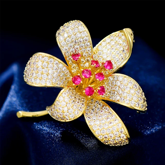 Flower Brooch Pin Fashion Crystal Corsage For Women, Womens