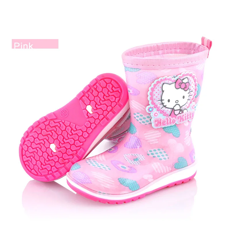 Hello Kitty/детские резиновые сапоги унисекс, не ограничиваются сезоном, с круглым носком, резиновые сапоги для девочек - Цвет: as the picture shows