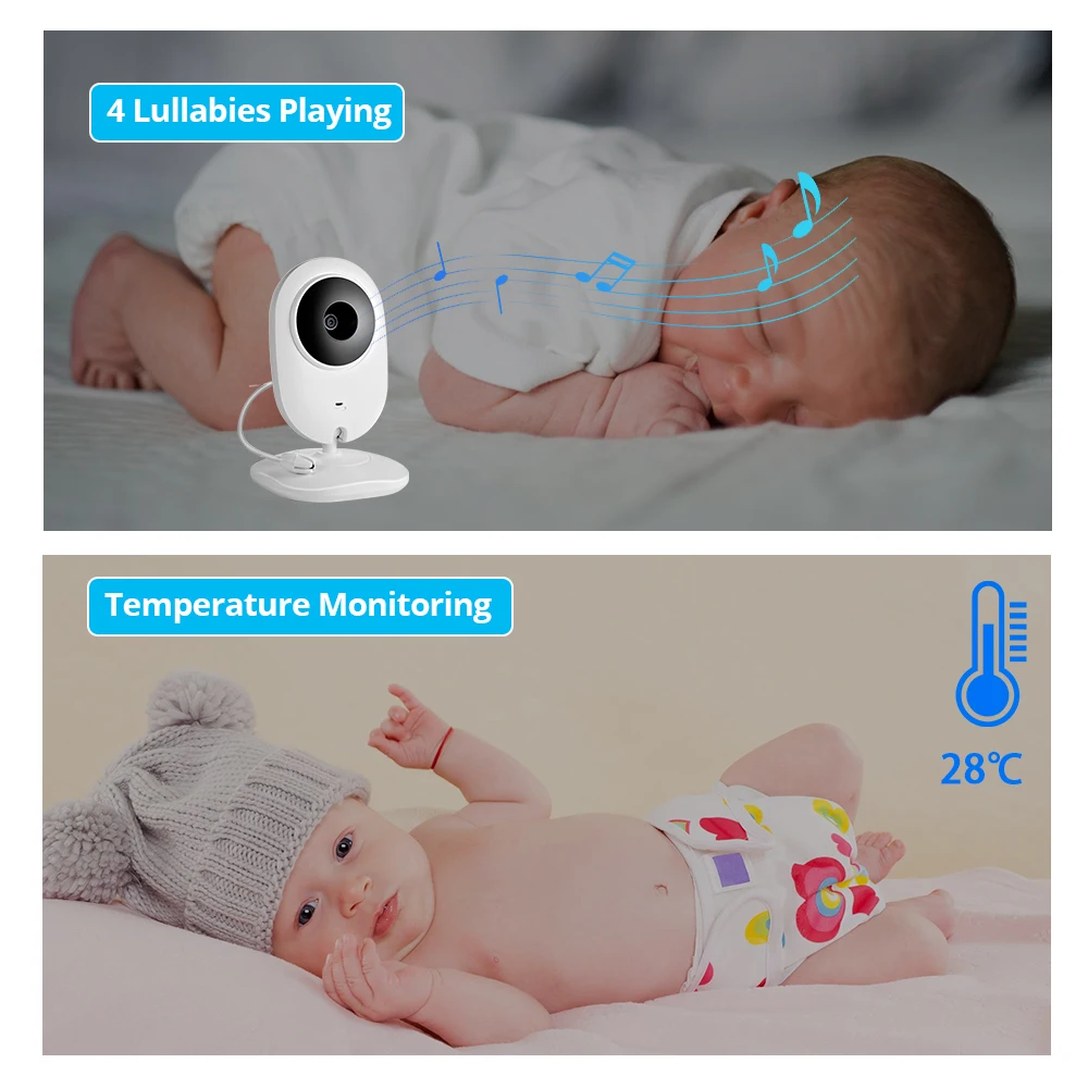 4.3 inch Video Baby Monitor Wireless with Camera Two-way Talkback Nanny Camera Babysitter Night Vision Temperature Detection