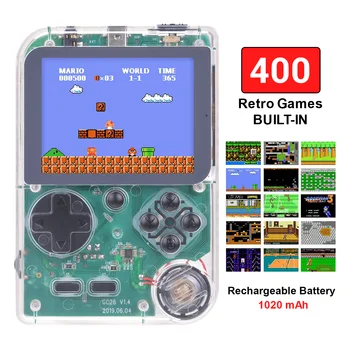 

Retro Handheld Game Console Portable 8 Bit 400 in 1 Classic Games FC NES 3" Monitor Big Screen Christmas Gifts Transparent Clear