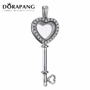 

NEW 2018 Valentine's Day Newest 100% 925 Sterling Silver Heart shaped key Floating Locket for Women of Fashion Jewelry Wedding