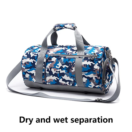 ROEGADYN спортивные сумки для женщин фитнес водонепроницаемые спортивные сумки сухие влажные разделенные маленькие сумки для спортзала обувь отсек сумки - Цвет: Camo blue