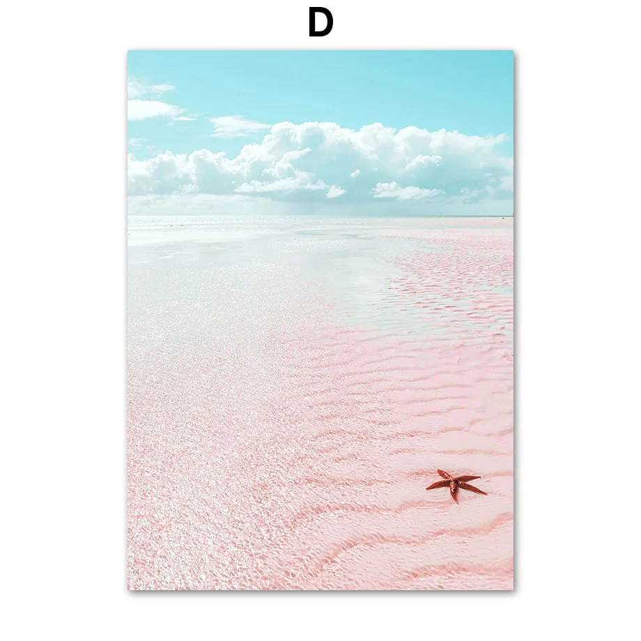 Sea-Beach-Pink-Parasol-Car-Coconut-Tree-Wall-Art-Canvas-Painting-Nordic-Posters-And-Prints-Wall (6)