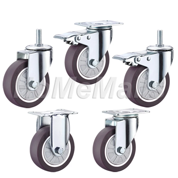 

2/4 Pieces of Furniture Casters TPR Casters Universal Platform Trolleys Suitable for Chairs and Other Furniture