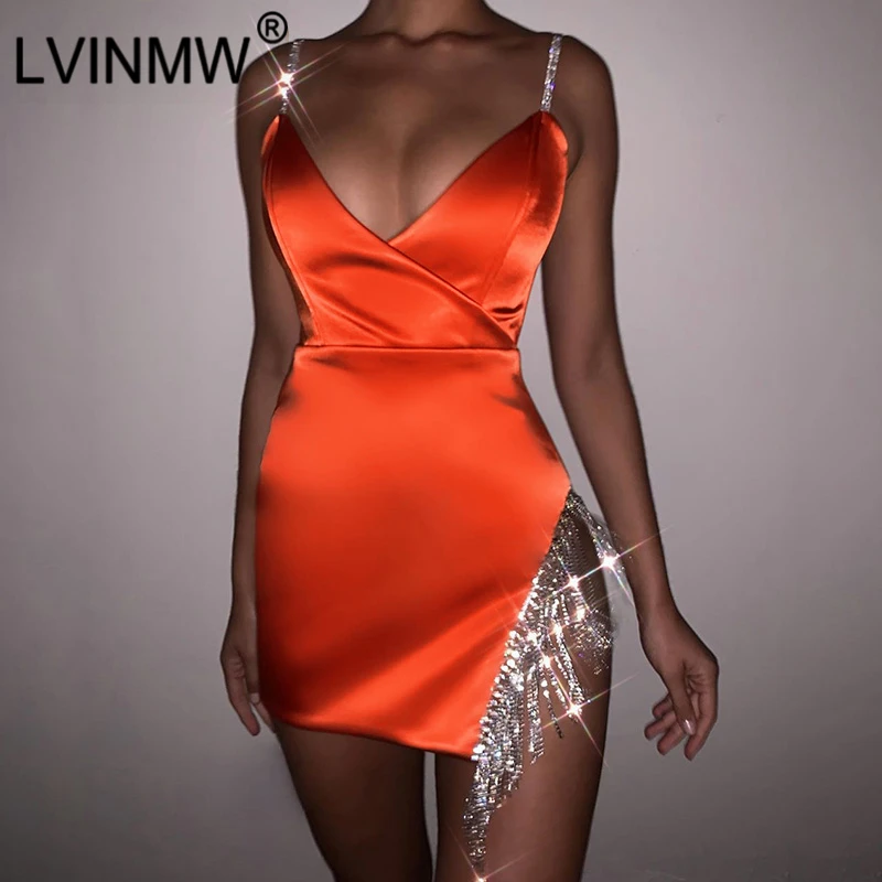 satin dress orange