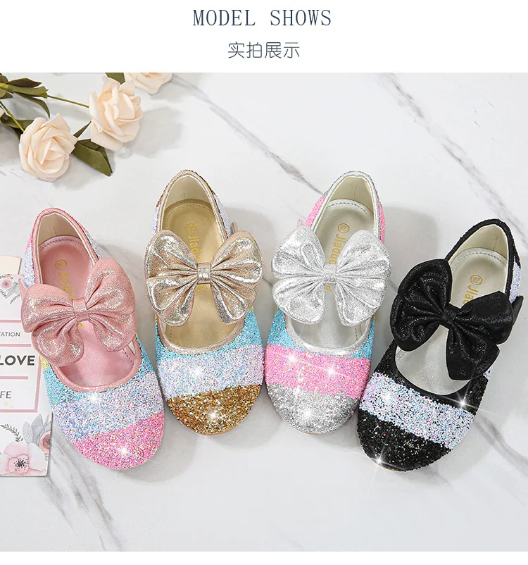 ULKNN Girls Princess Shoes Spring Autumn Leather Shoes Children's Shoes Crystal Soft Bottom Non-Slip Single Shoes Size 24-37 child shoes girl