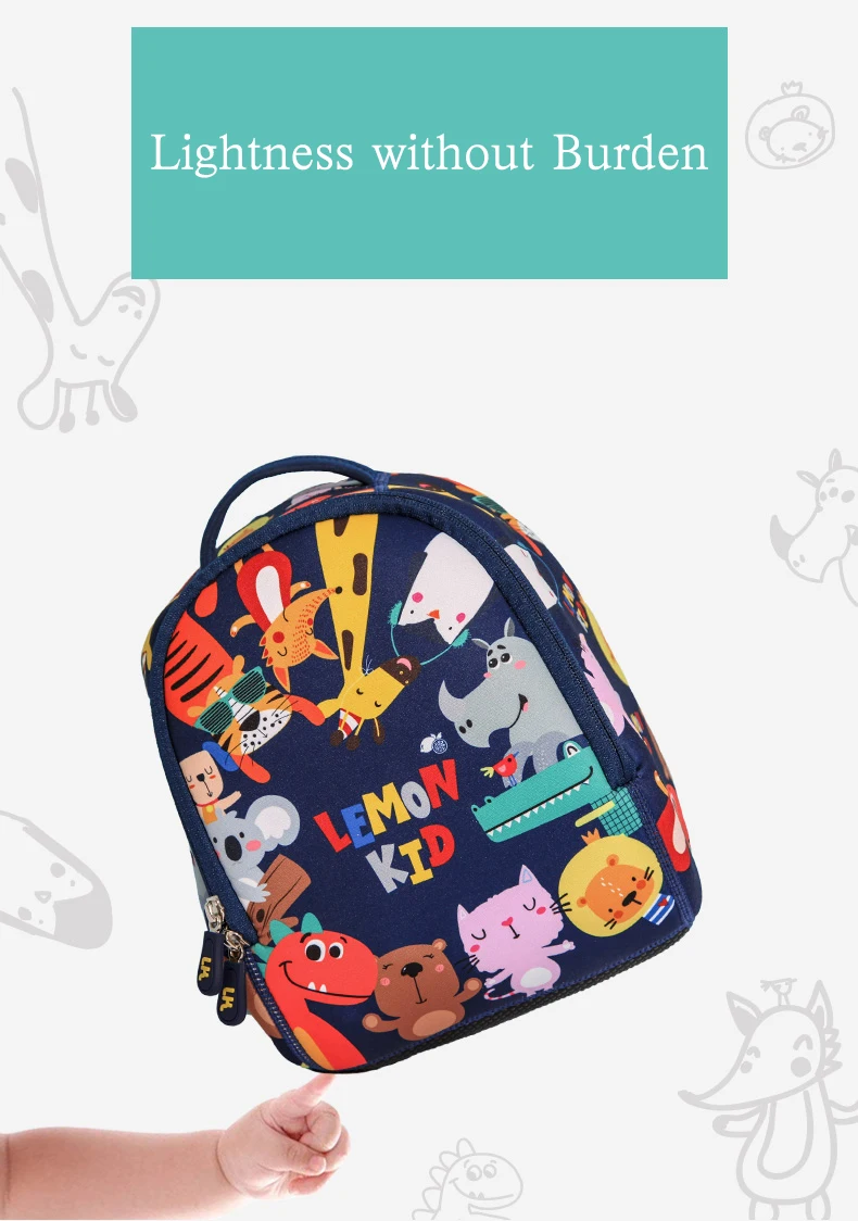 Lemonkid, четыре цвета, детская школьная сумка, сумка для детского сада, мультяшный животный узор, школьный рюкзак для счастливой девочки