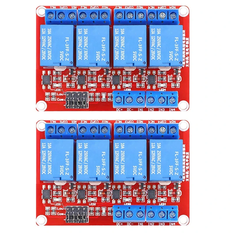 5V 4-Channel Relay Module with Optocoupler High Low Level Trigger for Arduino 5V 4-Channel Relay Module with Optocoupler High Low Level Trigger for Arduino
