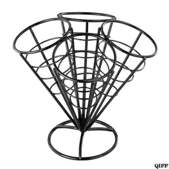 

French fries rack cone basket black iron frame ice cream shape food shelf bowl