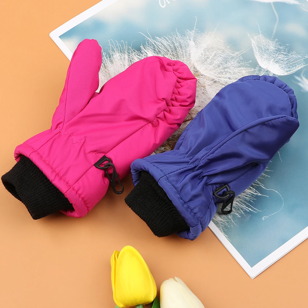 1Pair New Fashion Children Kids Winter Snow Warm Gloves Boys Girls Ski Windproof Waterproof Thicken Mittens Keep Finger Warm