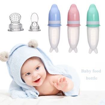 

50ml Baby Supplementary Food Feeding Bottle Multi-purpose Silicone Squeeze Milk Puree Rice Cereal Spoon Safe Tableware