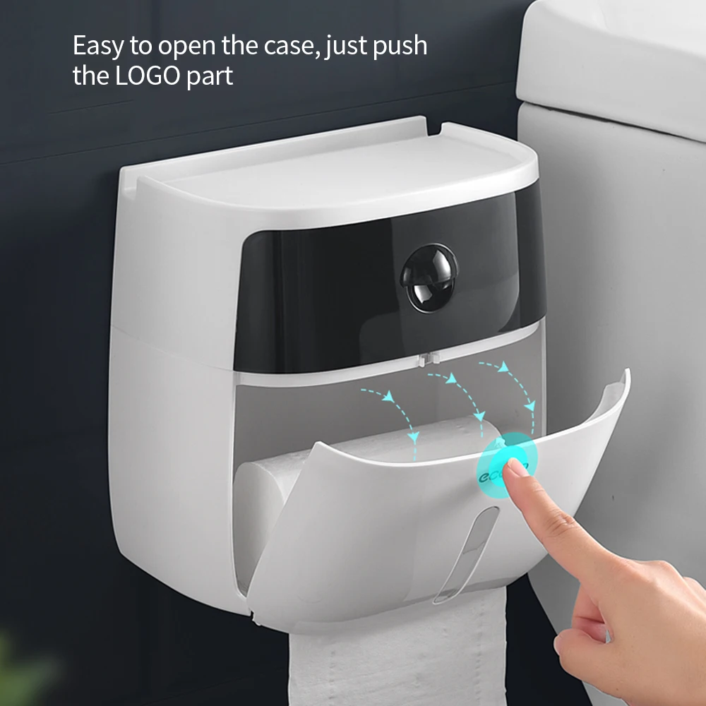 

ecoco Storage Box Wall-Mounted Bathroom Tissue Dispenser Tissue Box for Multifold Paper Towels Tissue Storage Box with Drawer