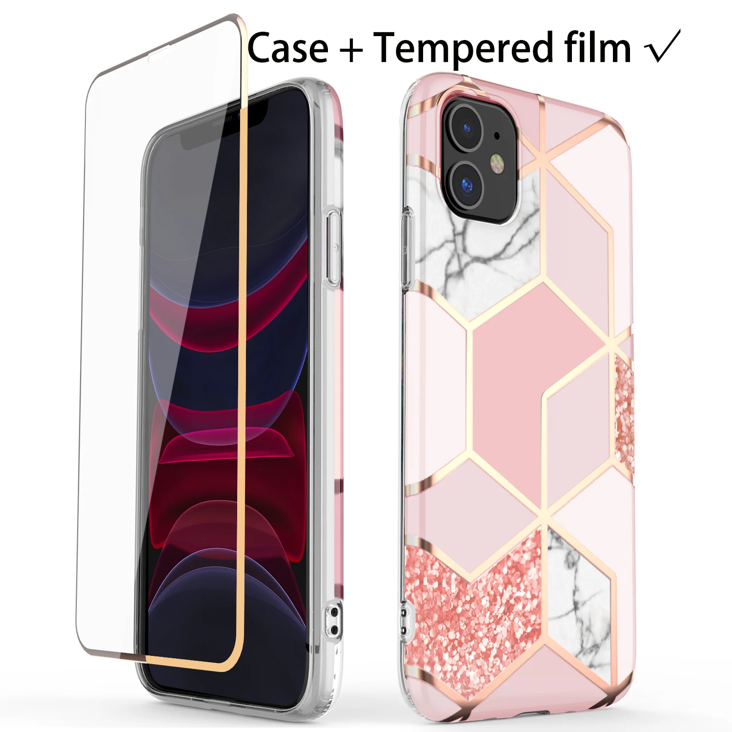 Чехол-бампер с розовым геометрическим мрамором для iPhone 11 Pro Max XR X XS мягкий чехол из