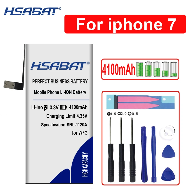 Аккумулятор HSABAT для iphone 7 7G с наклейкой большой емкости 4100 мАч|Аккумуляторы