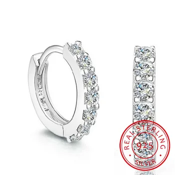 

LEKANI 925 Sterling Silver Earring Sparkling Single Row Zirconia Stud Earring For Women brincos oorbellen pendientes Prata S-E14