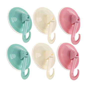 

6 Pack Removable Heavy Duty Vacuum Suction Cup Hooks, for Kitchen Wreath Bathroom Shower Hook Window Glass Power Lock Suction Ho