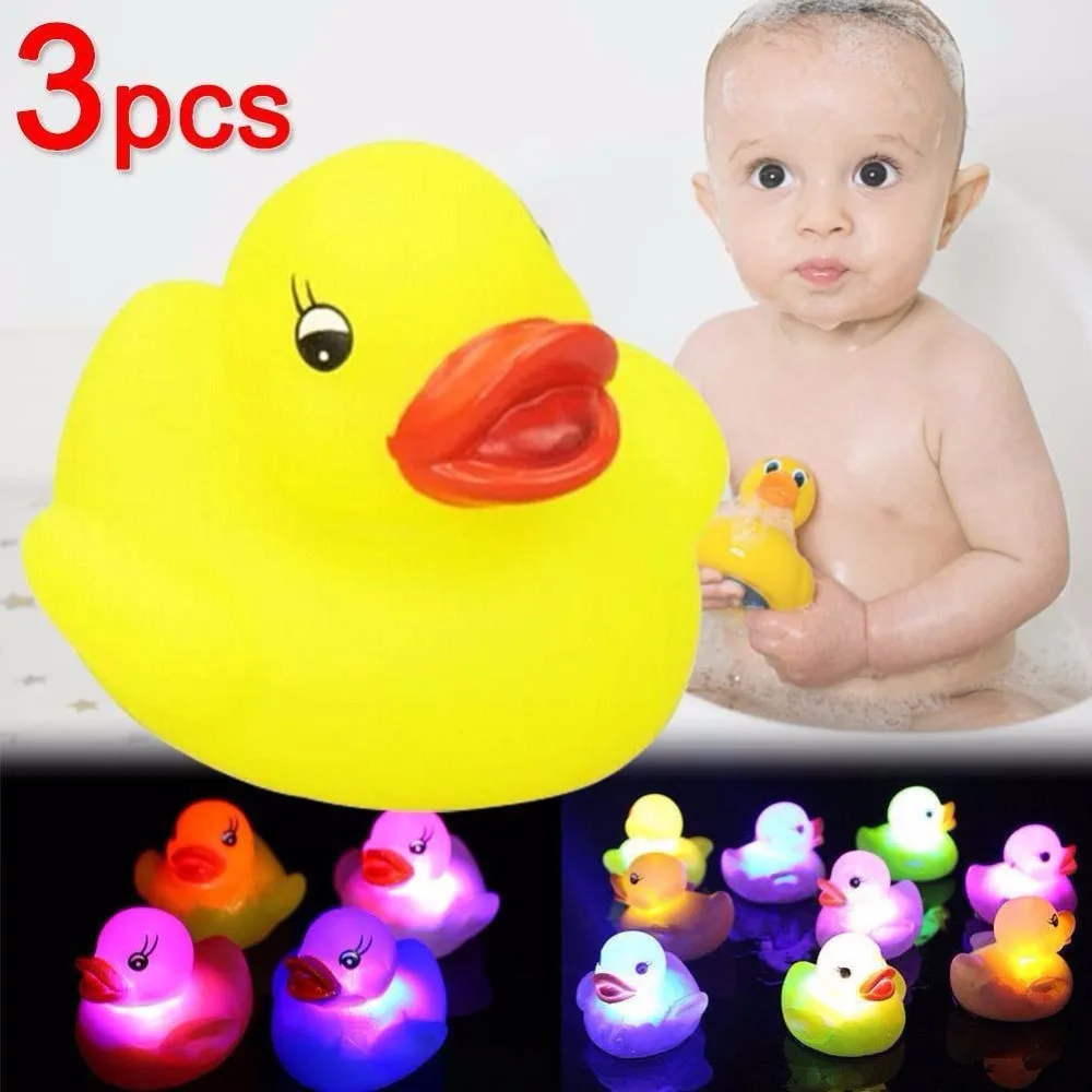 Hot Sale 3pcs Bath Duck Toys Rubber Colour Changing Ducks Fun Kids Bath Toy For Baby 5