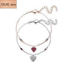 Высокое качество SWA браслет с кристаллами и День Святого Валентина пожелания Красная любовь в одном модный дизайн браслет