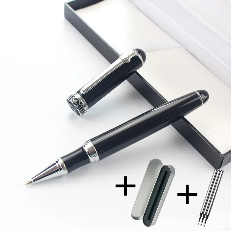 

1 Metallic Gel Pen + 3 Refills Gift Box Luxury Fashion Black Signature Ballpoint Pen fro Men Gift Document Sign Stationery