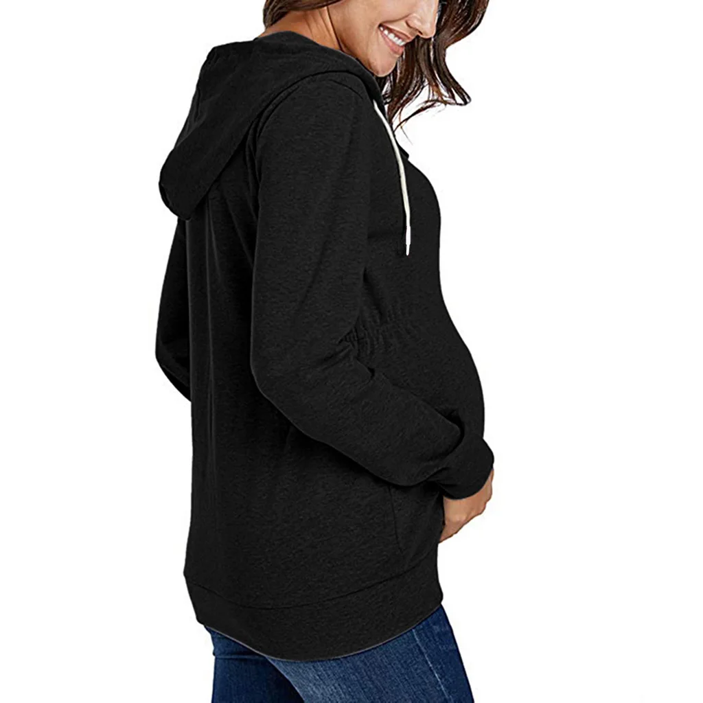 clearance maternity clothes Jacket for Pregnant Women Maternity Hoodie Sweatshirt Pregnancy Clothes Pregnant Women Breastfeeding Hooded Zipper Jacket Top Maternity Clothing hot