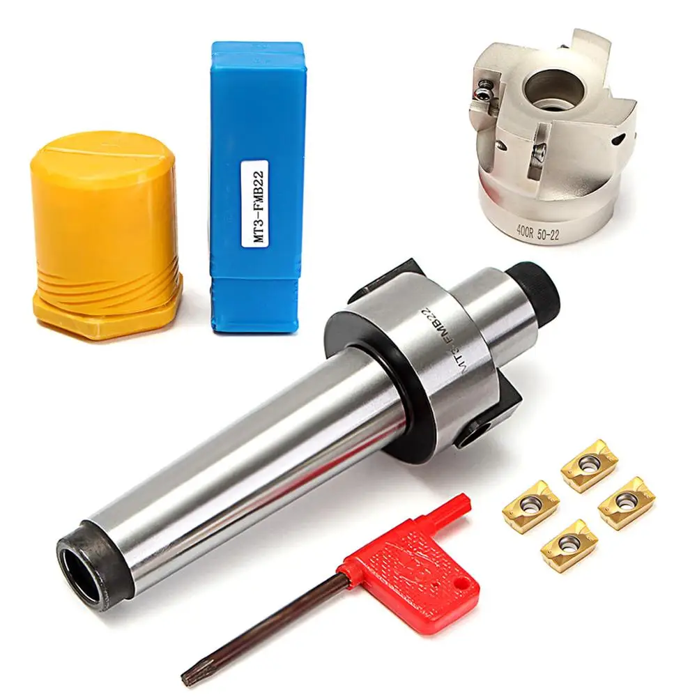 

MT3 FMB22 Shank 400R 50mm Face CNC End Milling Cutter 4 APMT1604 Carbide Inserts Set Drawbar Machine Accessories Mill Cutter