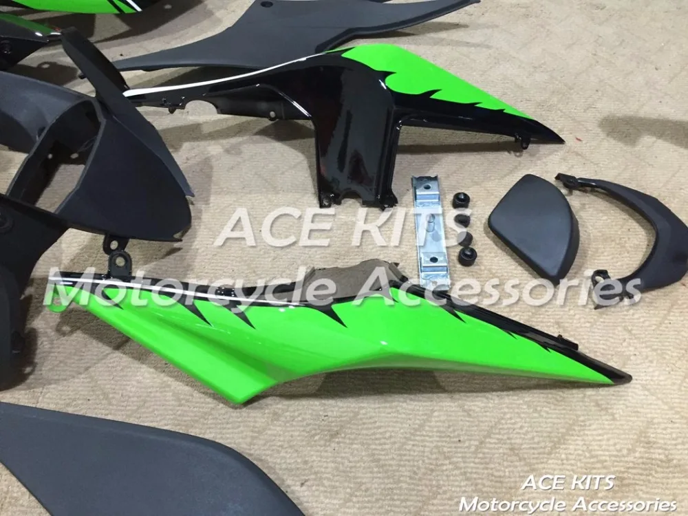 Мотоциклетный обтекатель abs для Kawasaki Ninja250 2008-2012 инъекции кузова Эффектный черный зеленый ACE № 866