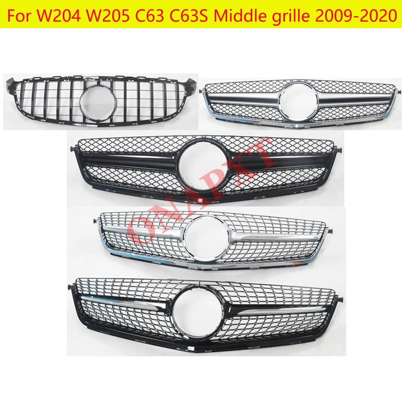 

Car styling Middle grille For Mercedes-Benz C-class W204 W205 C63 C63S ABS plastic for AMG GT Diamond front grill vertical bar