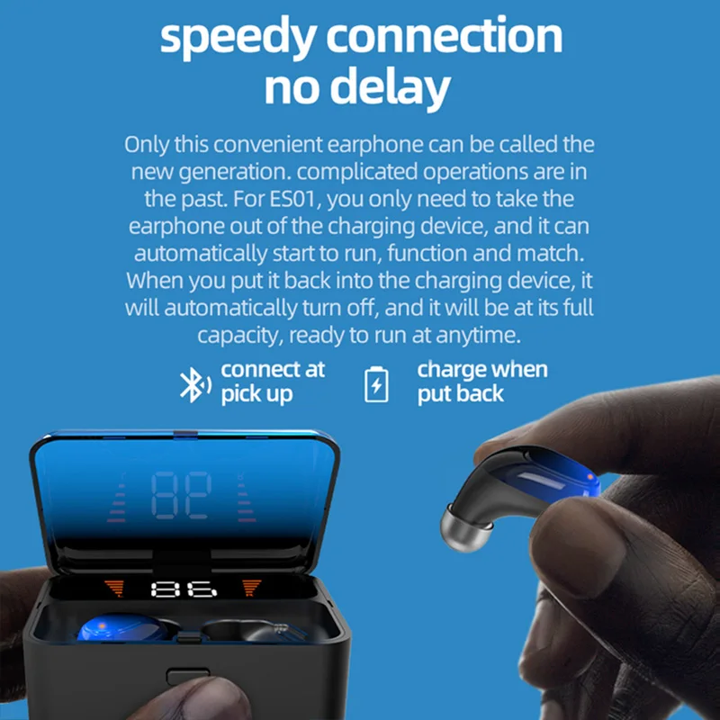 TWS беспроводные наушники Bluetooth 5,0 стерео Спортивные наушники Bluetooth HD стерео игровая гарнитура цифровой дисплей Сенсорная зарядка