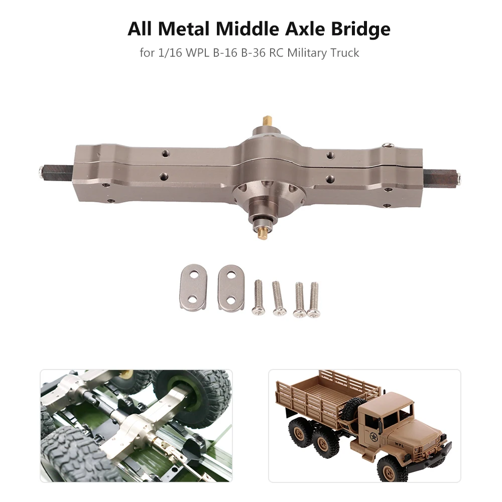 

All Metal Middle Axle Bridge for 1/16 WPL B-16 B-36 6WD RC Military Truck Car Parts