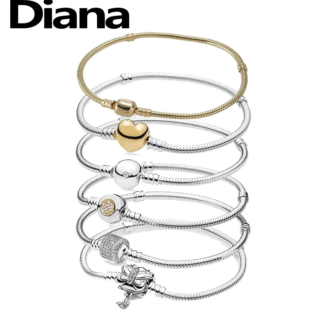 

Diana 925 sterling silver fit original pan bracelet DIY charm chain personality simple luxury high quality lady fashion jewelry