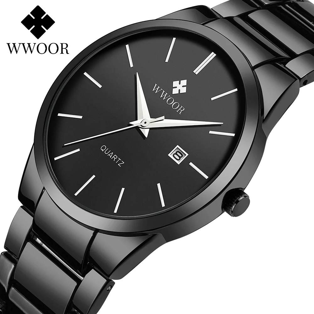 Men Watch 2021 Fashion Full Black Watch For Men WWOOR Top Brand Luxury Mens Quartz Watches