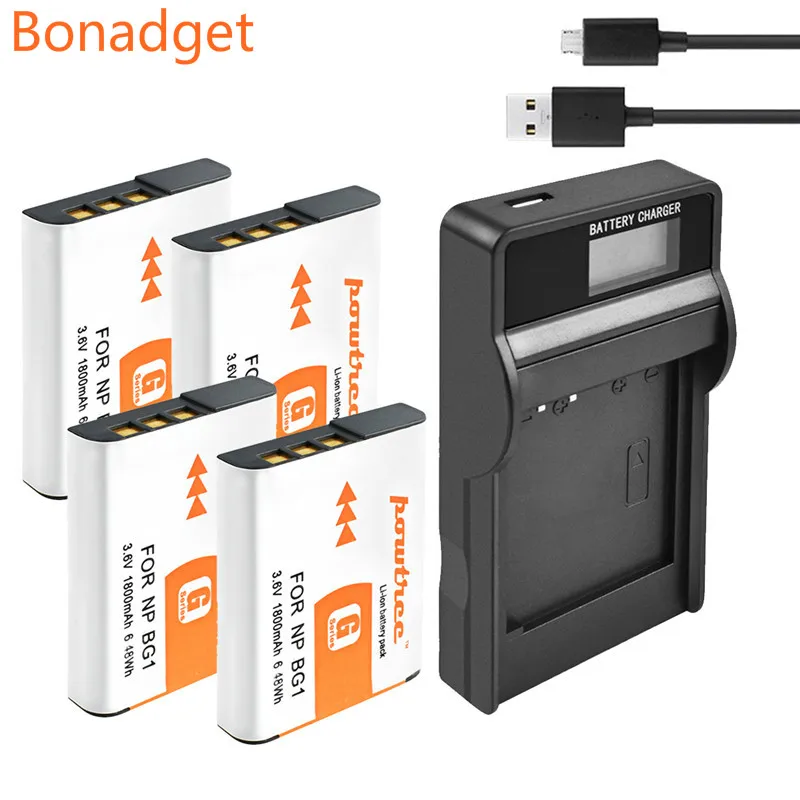 Bonadget 3,6 V 1800 мА/ч, NP-BG1 NP BG1 NPBG1 Батарея+ ЖК-дисплей Зарядное устройство перезарядки Камера Батарея для sony детали sony Cyber-shot DSC-H3 DSC-H7 DSC-H9