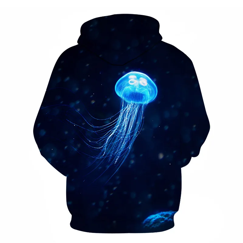 Космическая галактика худи с изображением Медузы для мужчин/женщин толстовка с капюшоном 3d красивые морские организмы брендовая одежда