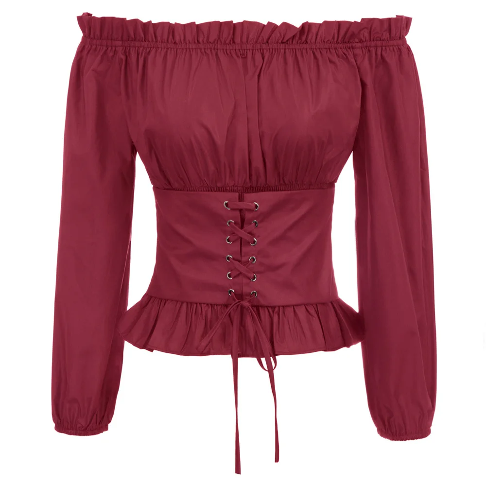 Женская винтажная блузка в стиле стимпанк Готическая с корсетом и открытыми