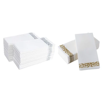 

100Pcs Disposable Hand Towels Paper Napkin Bathroom Weddings Party Hotel Napkins Paper Soft and Absorbent Airlaid Paper Guest To