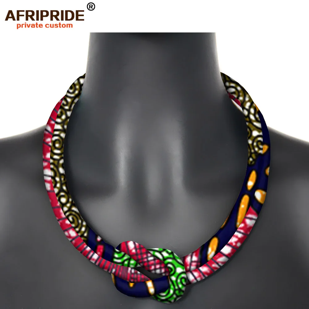 African Statement Necklace Wedding Resin Beads Jewelry Dashiki Ankara Fabric Choker Necklace for Women AFRIPRIDE S006 - Окраска металла: 487