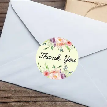 

500pcs/roll 8 Styles Floral Thank You Stickers Handmade Scrapbooking Seal Label D0LD