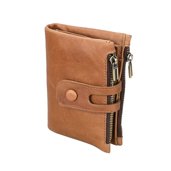 

Genuine Leather Wallets for Men Luxury Cowhide Short RFID Trifold Credit Card Male Purse Wallet with Zipper Coin Pocket