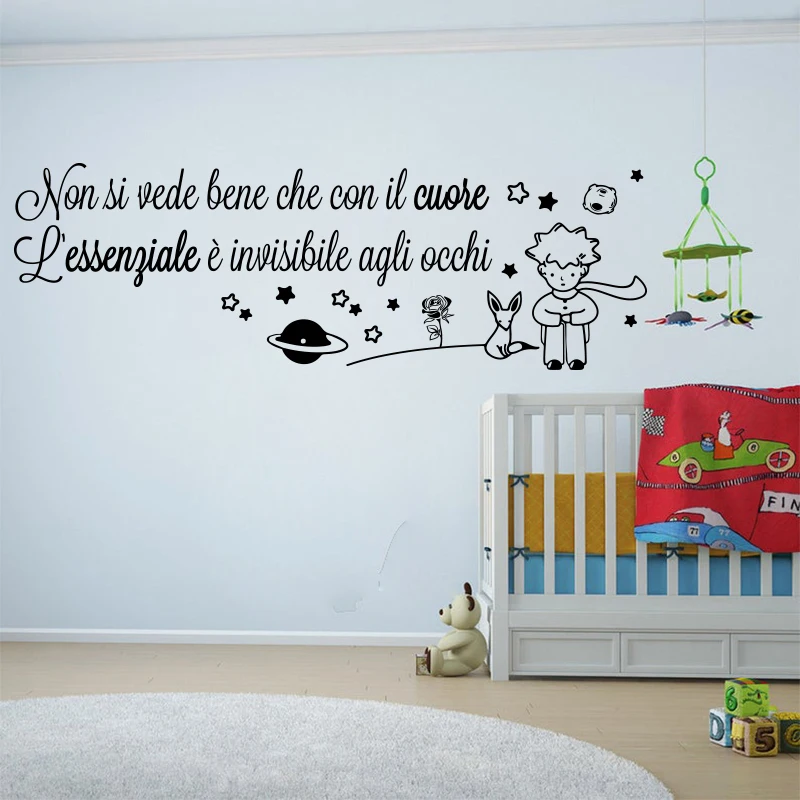 Italian Cartoon The Little Prince Wall Sticker Kids Room Bedroom Large Italian Little Prince Anime Wall Decal Baby Nursery Vinyl (3)