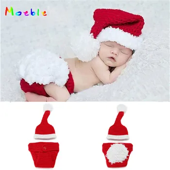 

Newborn Photography Baby Girl Boy Cute Outfits Prop Photo Crochet Santa Claus Knitted Baby Hat Photography Props For Christmas