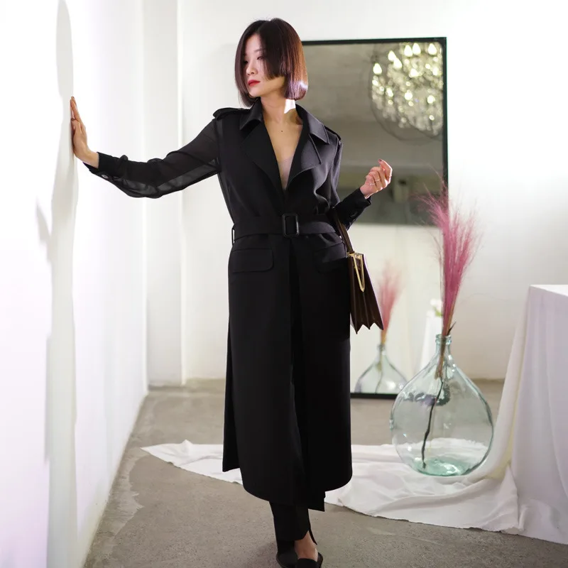 

Origional Separate Iliad Designer WOMEN'S Dress 2019 Spring Clothing New Products Long Deep-V Waist Hugging England Trench Coat