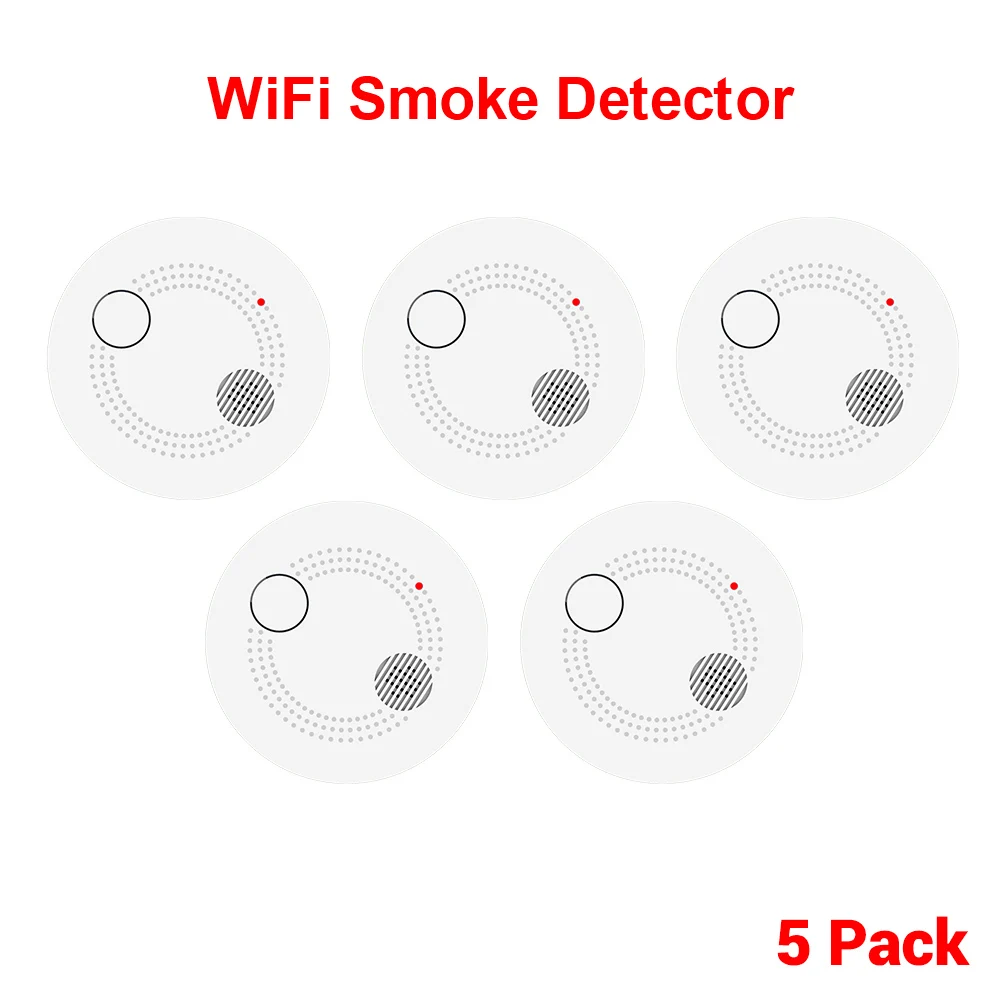 

CPVan 5pcs/Lot WiFi Smoke Alarm Smoke Detector Fire Protection Portable Fire Alarm for Home Security System