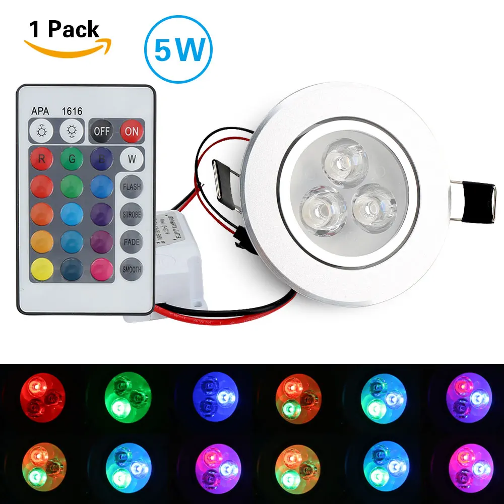 

Promotion 5W LED RGB bulb LED RGB DownLight LED Ceiling Lamp 16Colors + Romote Controller Round LED Downlight GB LED