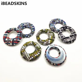 

New arrival! Random mixed color 41mm 50pcs Cloth print Round Shaoe charm for earrings accessories,Earring parts