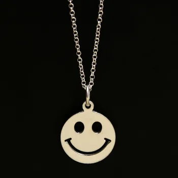 

S925 Sterling Silver Glossy Cartoon Smile Pendant Ladies Clavicle Chain Korean Version With Small Pendants Compact