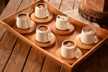 

Ottoman Set of 6 Coffee Cups | Porcelain Cups | Bamboo Saucers | Home - Kitchen | Made in Turkey | Free Shipping