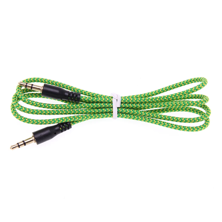 Nylon Braid Jack Audio Cable 3 5 Mm To 3 5mm Car AUX Cable 1M Headphone Extension Code for Phone Car Headset Speaker 300pcs